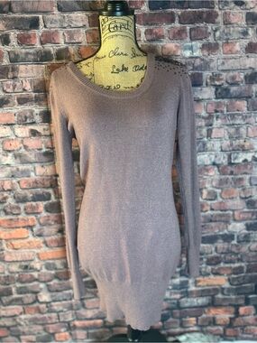 Studio Y Mauve Long Sleeve Knit Dress with Shoulder Studs